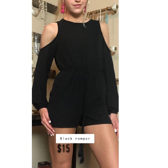 Tops - Black shoulder cut out romper